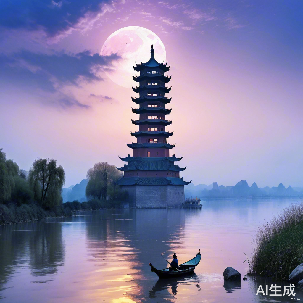 孟浩然游黄鹤楼，长江天际漫流