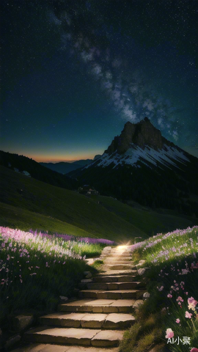 真实玫瑰花花海，夜色星空下的唯美山顶古建筑