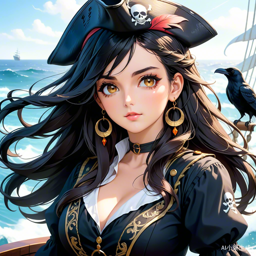 Pirate Girl: A Refined 8k Masterpiece in Raven Black