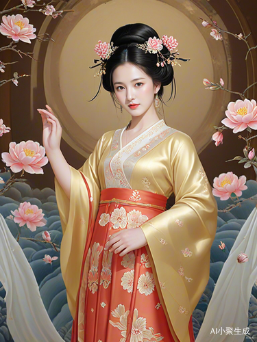 南充丝绸女神AI插画：国潮风