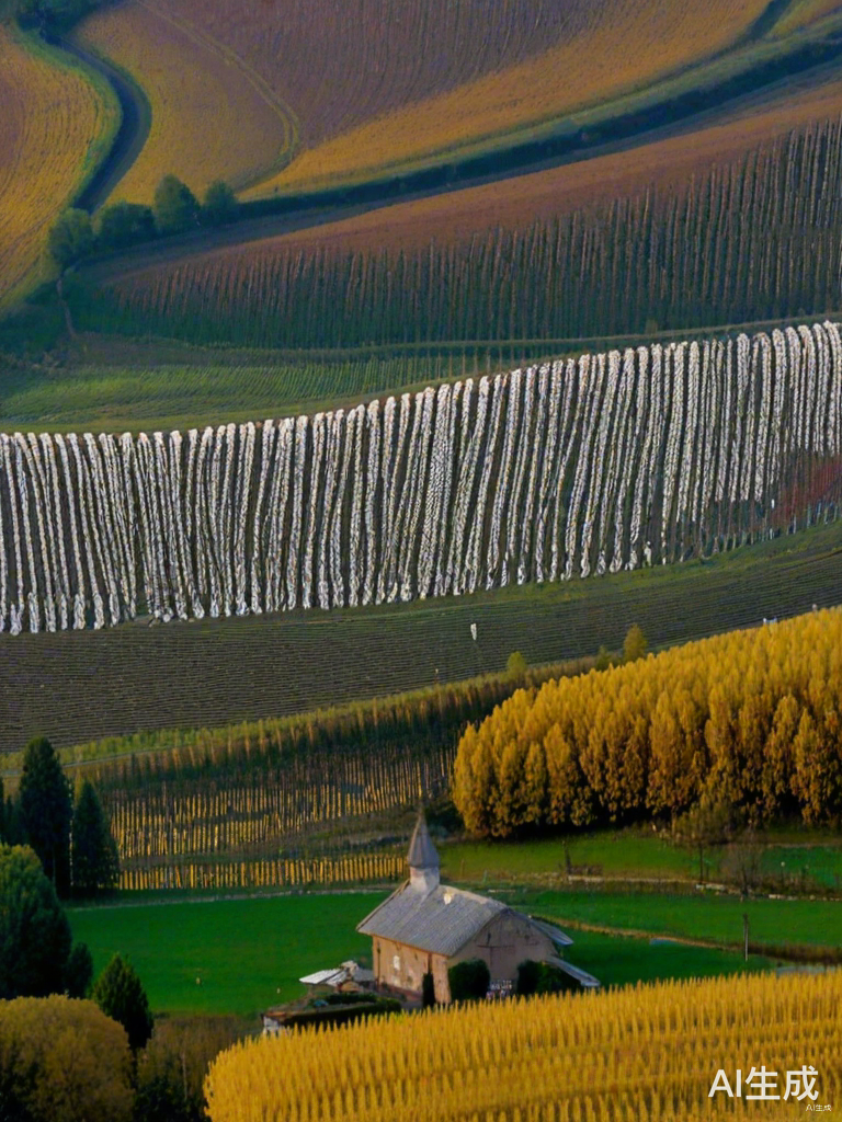 秋天的村庄景色如画