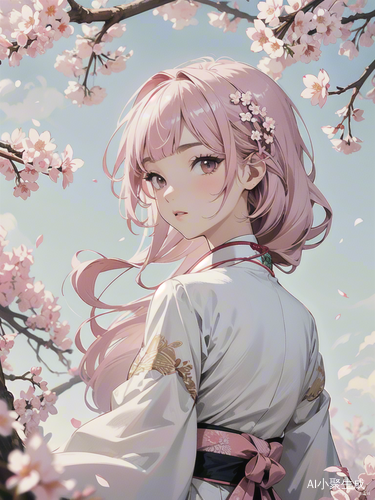 惊艳发花回眸 汉服美女花田插画