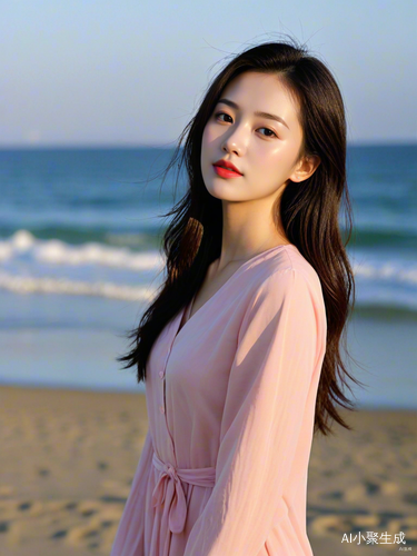 海边落日美女