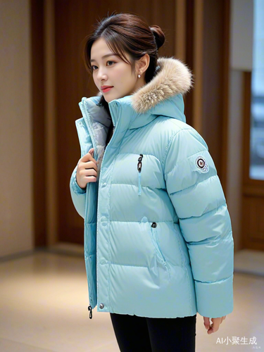 冰河蓝韩式女式羽绒服系列手绘效果图