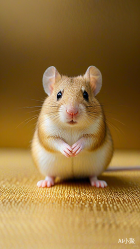 Golden Background Cute Chubby Mouse Drawing