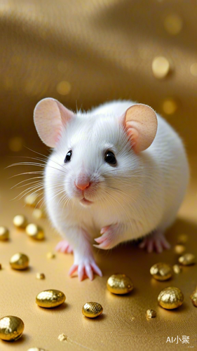 Golden Background Cute Chubby Mouse Drawing