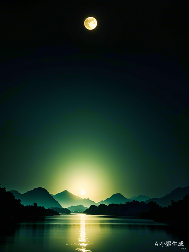 Peaceful Zen Style with Green Bamboo and Moon