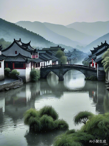 江南烟雨百景图中国水墨画风景