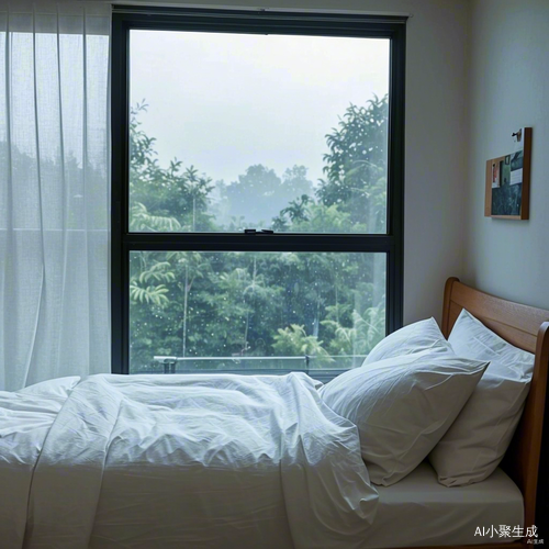 大暴雨下的温暖助眠卧室环境
