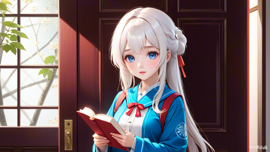 白皙皮肤女孩回礼整理课本