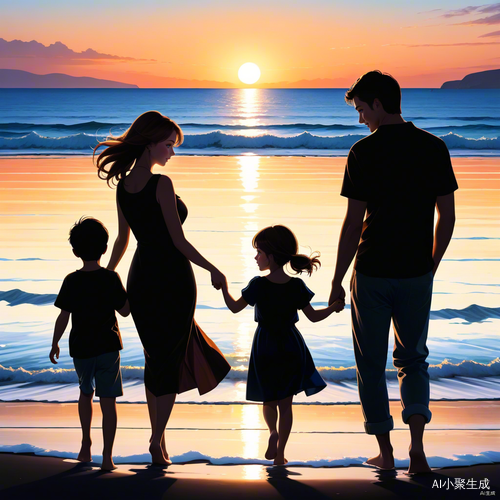 海边家庭欢乐时光剪影