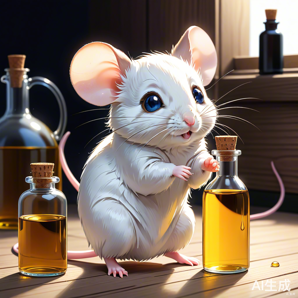 好奇的小老鼠与闪闪发光的油瓶