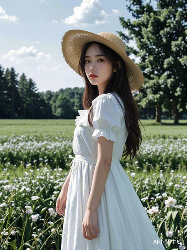 田园风光中的少女