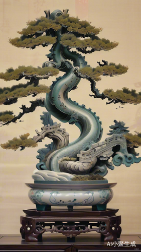 虬劲曲折之树，袅袅升起的香炉