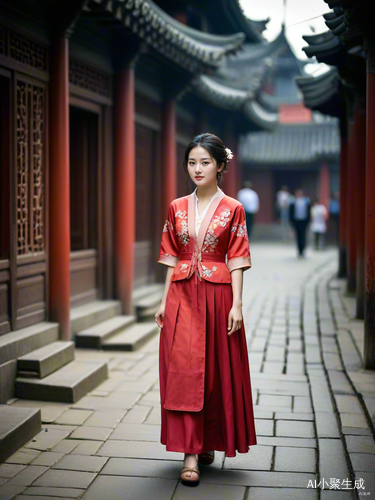 古风大街上的中国风女孩