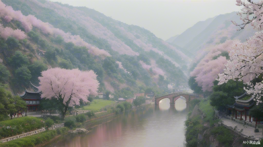 烟雨蒙蒙的江南古镇