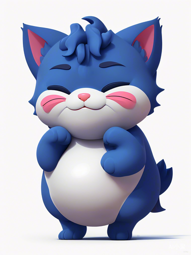 Cute Fluffy Kitten Praying in Cartoon Style