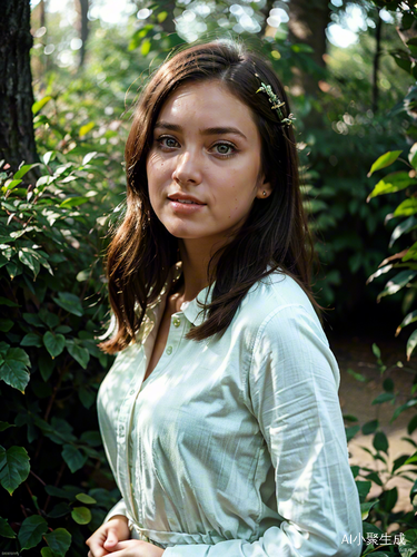 Cinematic Retro Portrait of Woman Among Greenery