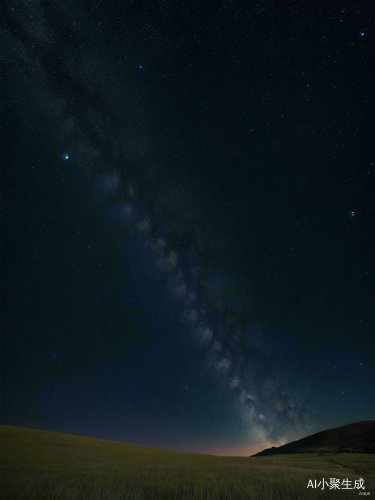 草地角落下的星空夜景