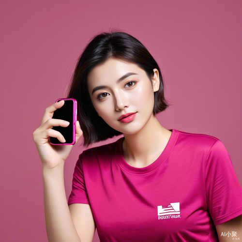 Professional Cinematography of Person in Magenta T-Shirt Using Phone from Unusual Bottom Angle