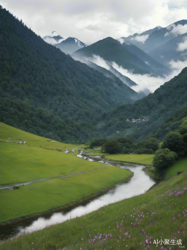 春雨细语下的山间宁静与花香