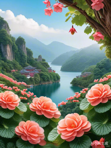 海棠花与飞鸟彰显沂蒙精神