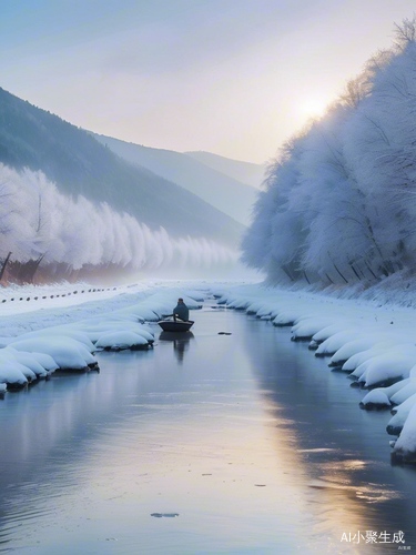 山雪江静孤舟钓翁的宁静诗意