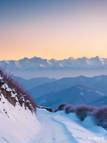 雪覆山脉的孤寂之旅