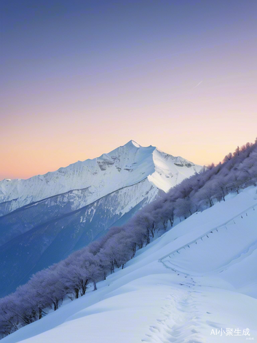 雪覆山脉的孤寂之旅