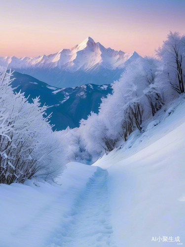 雪覆山脉的孤寂之旅