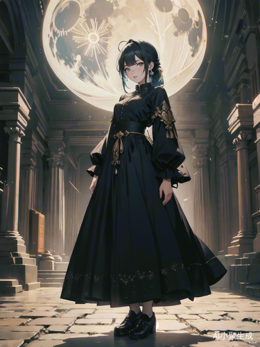 夜晚月下两名古代女子的奇幻相遇