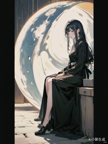 夜晚月下两名古代女子的奇幻相遇