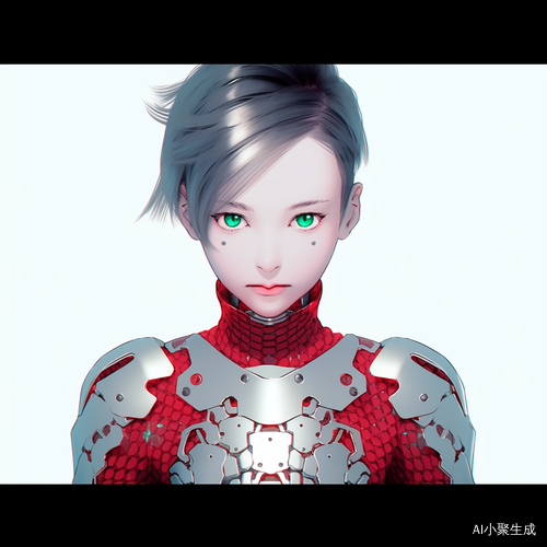红色盔甲短发女生白脸绿眼