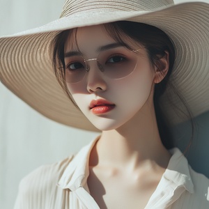 Half body, elegant beautiful girl in Shanghai, wearing ultra-thin sun protection clothing, minimalism