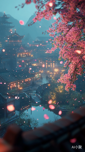 Ancient Chinese City with Bright Atmosphere and Stunning Light Effects