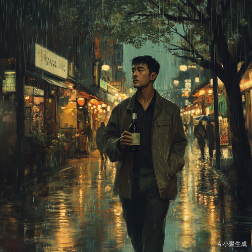 雨夜孤行的帅气中国男人的茫然旅程