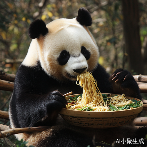 大熊猫享用美味螺蛳粉