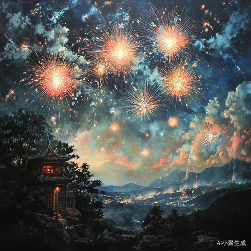 绚烂烟花与梦幻结合的中国朋克艺术