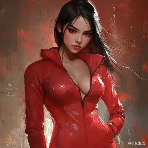 性感女神披红衣冷艳莫测的倾城模特