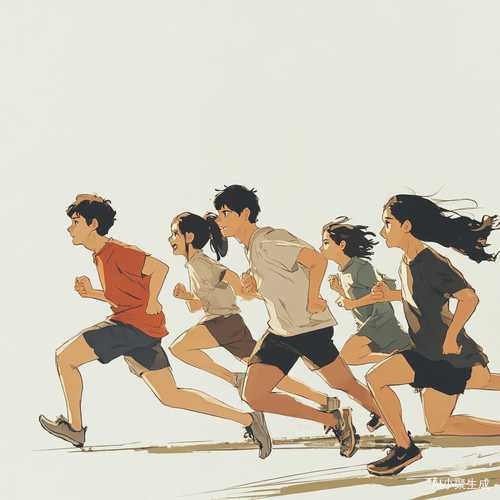 奔跑中的人们简笔动漫侧面描绘
