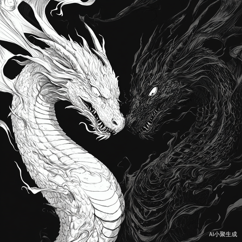 黑白矢量双头龙设计