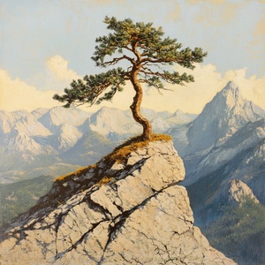 孤松傲立山巅