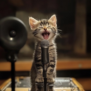 萌萌小猫在录音棚唱歌