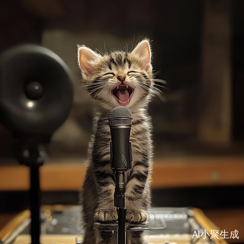 萌萌小猫在录音棚唱歌