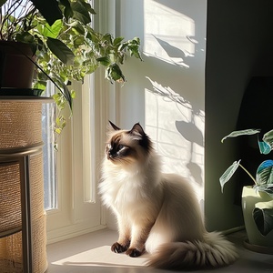 甜美布偶猫悠然自得的家居时光