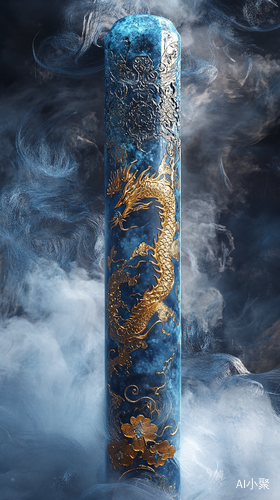 Antique Blue Sword with Gold Decor and Dreamy Atmosphere