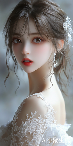 18岁姑娘的精致妆容与婚纱美丽