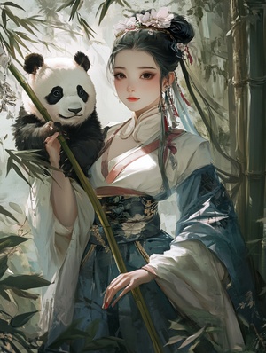 大熊猫可爱二掰竹子瞬间