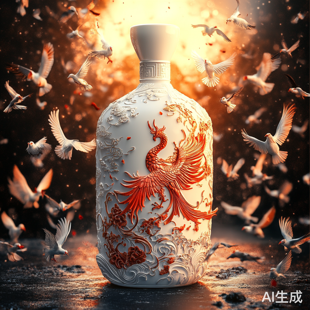 白酒瓶火凤雕塑百鸟环绕高清细节艺术作品