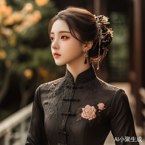 优雅端庄的女式深色香云纱套装展示民国风情